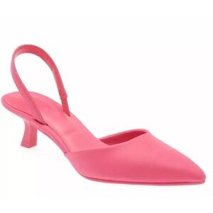 Open Edit Cammie Slingback Pump, Pink Fabric, Womens Size 7.5 Kitten Heel Sandal